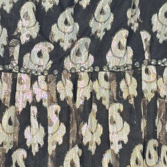 Free People Metallic Burnout Black Stud Racerback Dress Size 8 - Picture 4 of 6